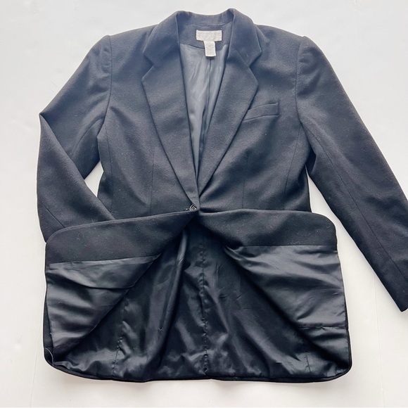 2/25 Cashmere Wool Blazer Lands End Petite Black Minimalist Work Career - Picture 2 of 6